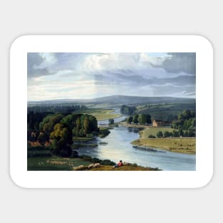 Landscape with river and green fields Sticker